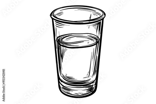 vector sketch of a glass of water