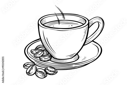 vector sketch of coffee cup