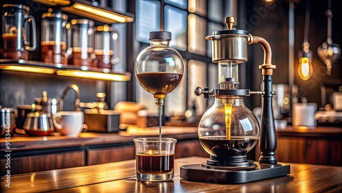 Making coffee with syphon method, coffee, syphon, brewing, equipment, barista, process, glass, heat source, water