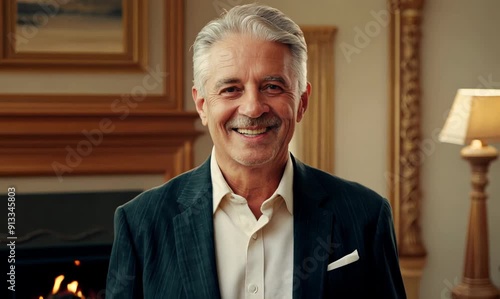 Portrait of a smiling mature man in a luxury home interior.