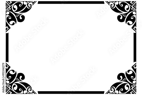 Black Ornamental Frame Border Design with a Liquid Theme for background design decoration