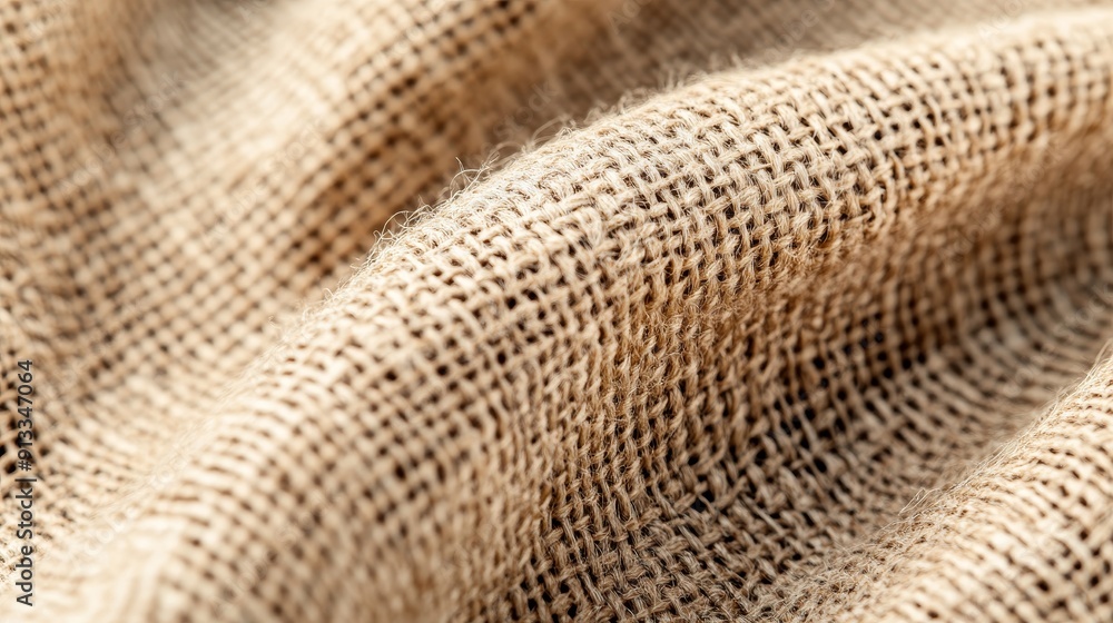 Intricate close-up of hessian fabric, showcasing its detailed weave pattern and natural fibers, ideal for a rustic or organic theme Intricate close-up of hessian fabric, showcasing its detailed weave pattern and natural fibers, ideal for a rustic or organic theme