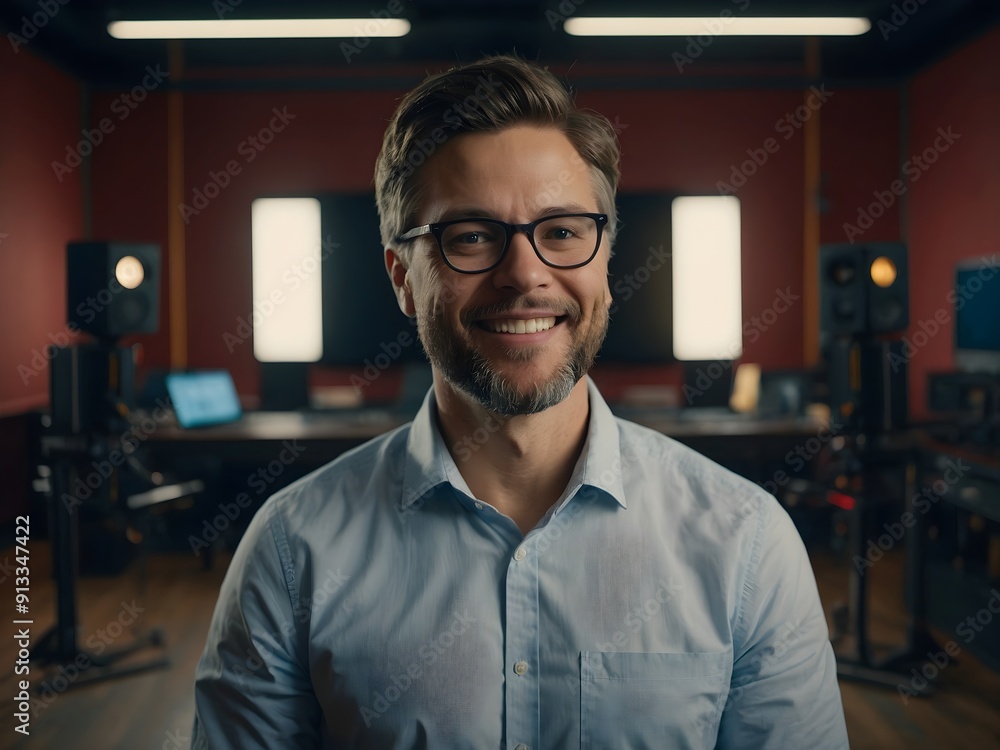 An individual is standing in a recording studio, surrounded by acoustic panels and professional audio equipment. The person’s face is blurred for privacy, emphasizing the focus on the studio environme An individual is standing in a recording studio, surrounded by acoustic panels and professional audio equipment. The person’s face is blurred for privacy, emphasizing the focus on the studio environme