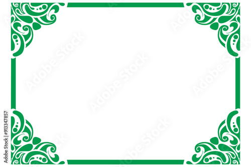 Green Ornamental Frame Border Design with a Liquid Theme for background design decoration