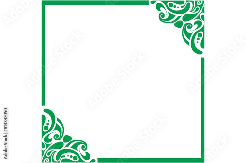 Green Ornamental Frame Border Design with a Liquid Theme for background design decoration