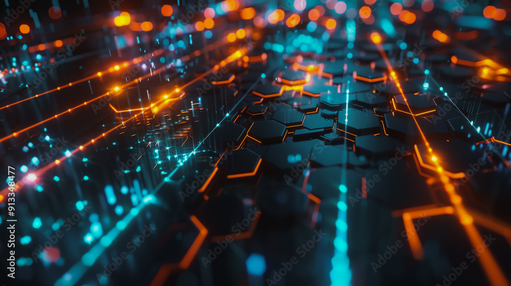 Obraz premium Smart digital Innovation city with connection network reciprocity over the cityscape .Concept of future smart wireless digital city and social media networking systems that people within the city