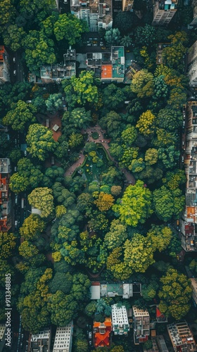 Aerial View of a Park Surrounded by Urban Buildings photo