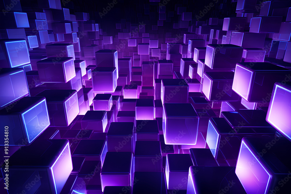 A computer generated image of purple cubes with a glowing effect. futuristic technology background. A computer generated image of purple cubes with a glowing effect. A computer generated image of purple cubes with a glowing effect. futuristic technology background. A computer generated image of purple cubes with a glowing effect.