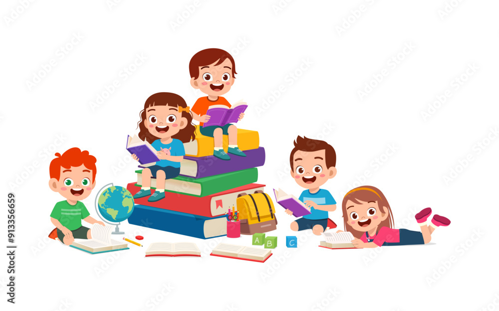 little kid read book together with friend little kid read book together with friend