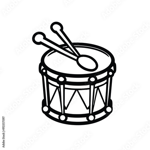 outlines illustration of the drum with drumstick