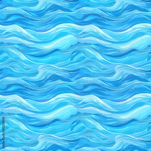 Seamless Blue Water Waves Pattern