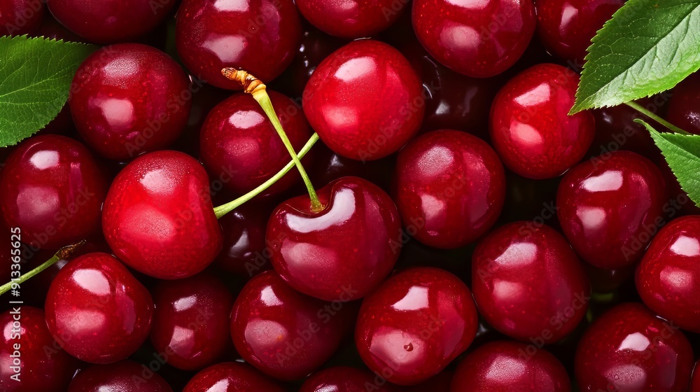 Ripe cherry cluster, deep red hue, juicy fruit, nature's bounty Ripe cherry cluster, deep red hue, juicy fruit, nature's bounty