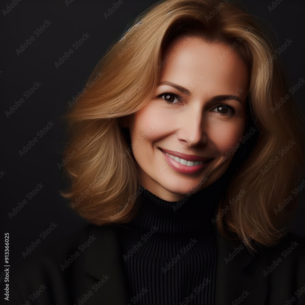 a woman with blonde hair and a black sweater. a woman with blonde hair and a black sweater.