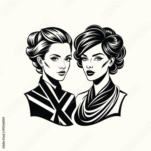 Vector illustration of a loving couple in silhouette, showing their profiles and the beauty of their kiss