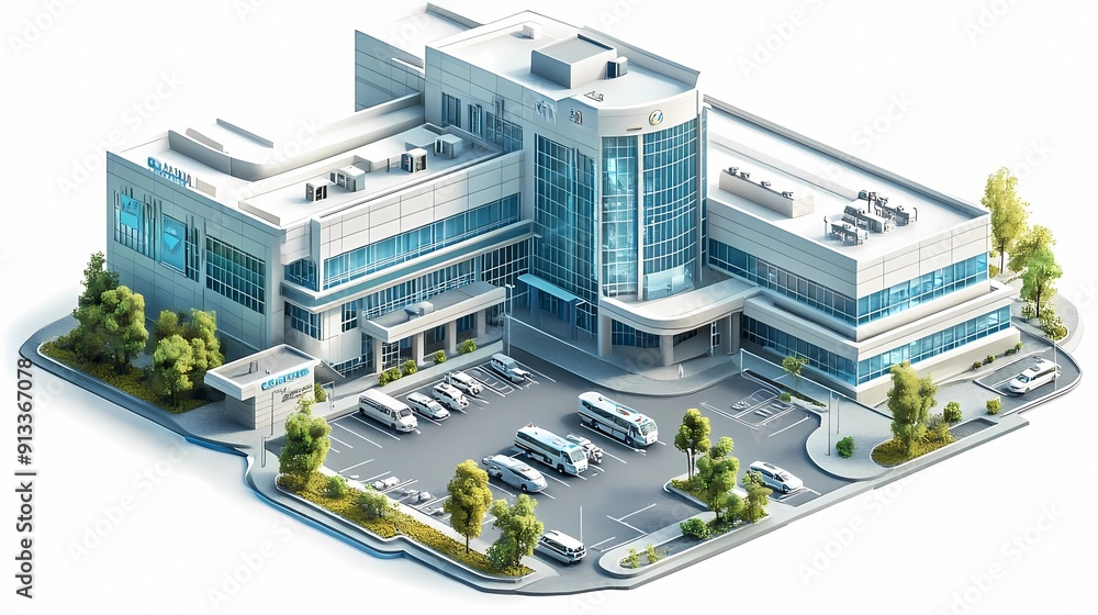 isometric style, the concept of smart hospital design isometric style, the concept of smart hospital design