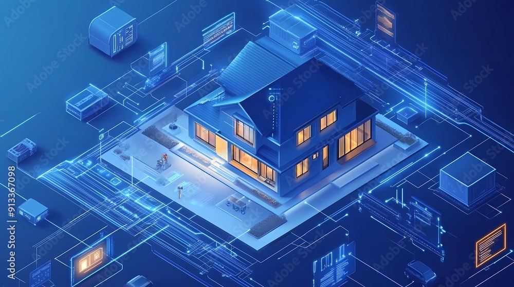isometric style, the concept of smart house design Stock Photo | Adobe ...