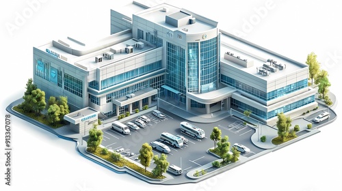 isometric style, the concept of smart hospital design