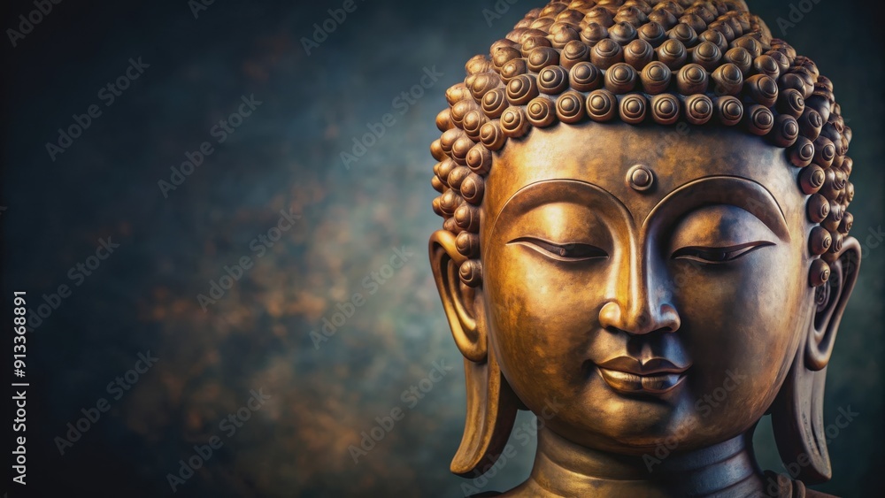custom made wallpaper toronto digitalstatue of face of Buddha , Buddhism, peaceful, meditation, serene, spirituality, religion, enlightenment, sculpture