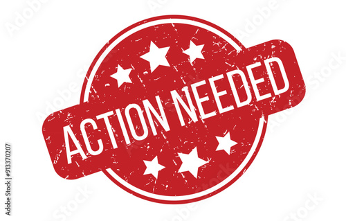 Red Action needed Rubber Stamp Seal Vector illustration isolated on white background