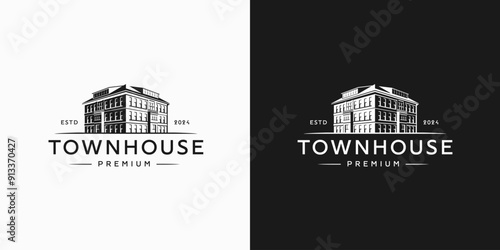 Townhouse hipster vintage logo stamp