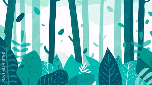 Abstract Green Forest Background.