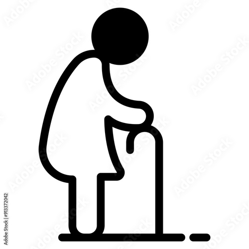 Old grandmother with cane icon. Grandmother with cane icon from behavior and action.