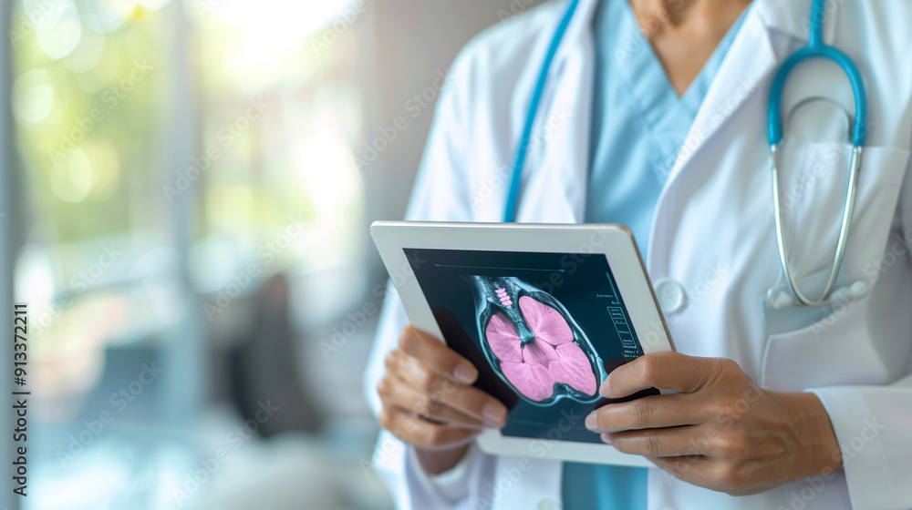 Doctor holding a digital tablet with mammography Doctor holding a digital tablet with mammography