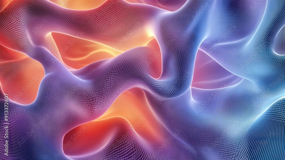 Obraz premium A colorful, abstract image of a wave with a red and orange hue