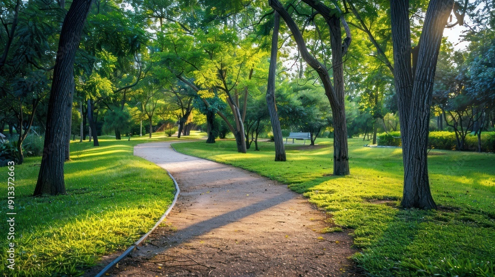 A Winding Path Through a Sunlit Forest A Winding Path Through a Sunlit Forest
