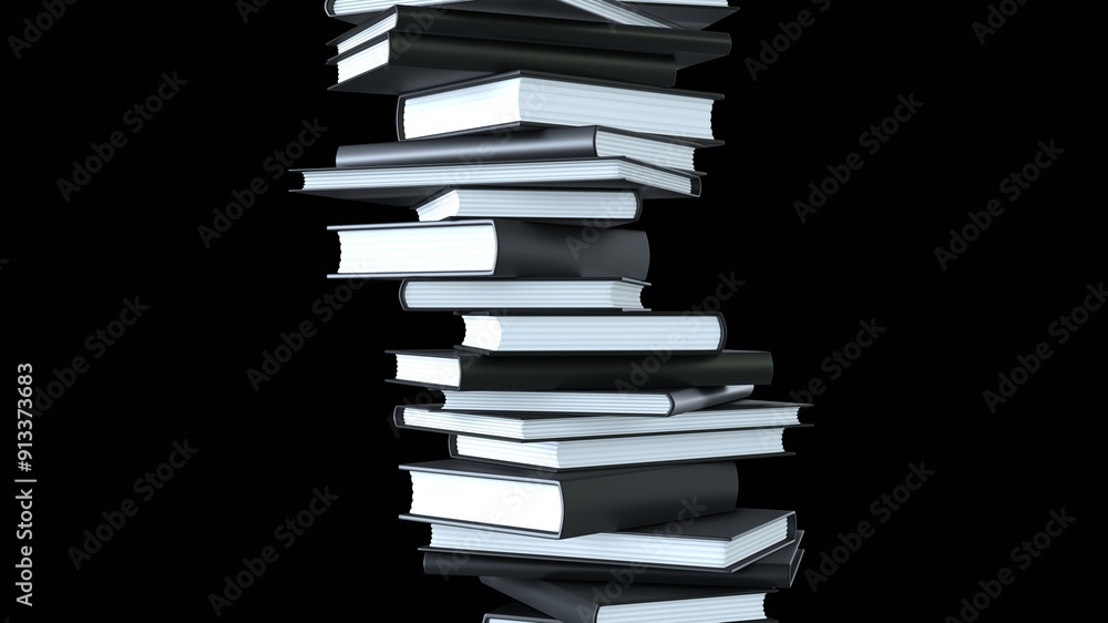 Stacked black books isolated on black background.
3d illustration for background.
Stacked black books isolated on black background.
3d illustration for background.
