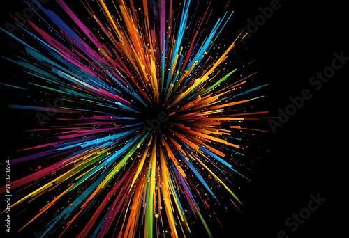 multicolor stripe expulsion effect on black background.