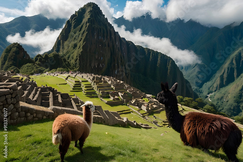 Ancient Inca Citadel: Machu Picchu's Mystic Grandeur.  photo