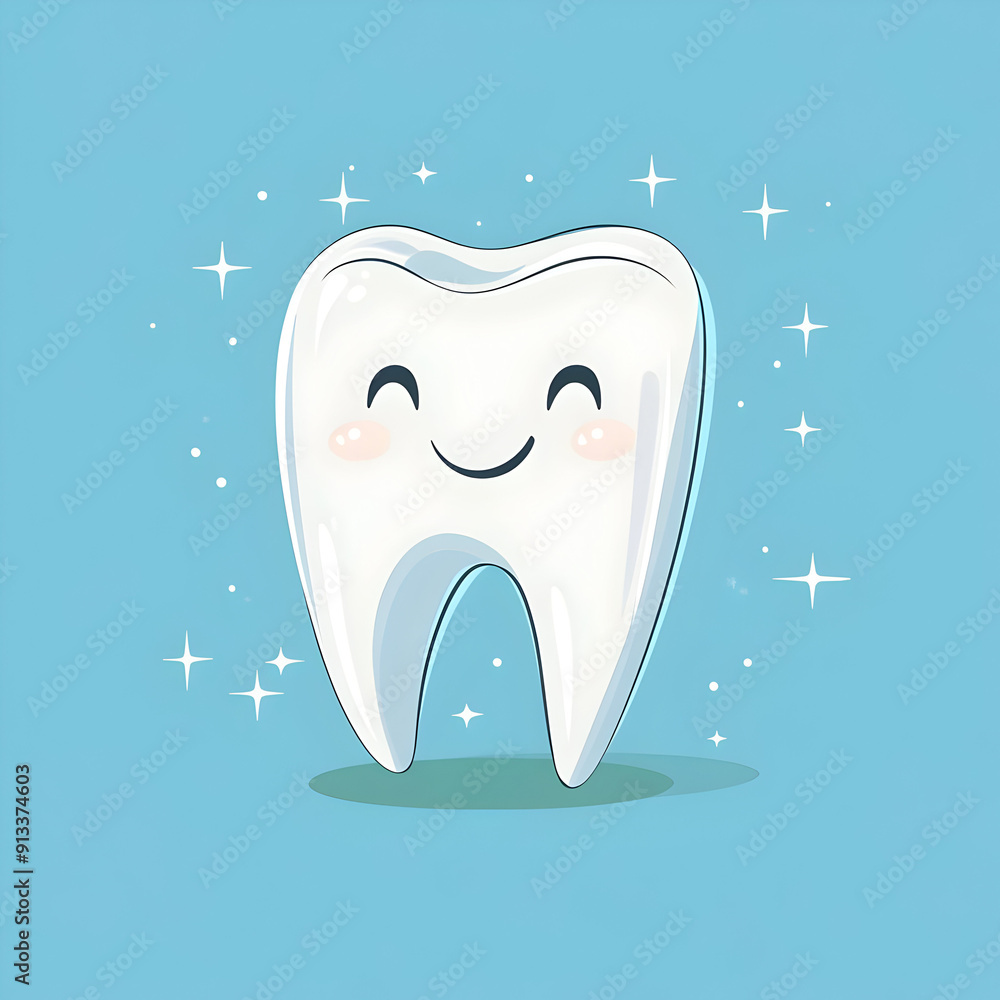 A cute, smiling cartoon tooth character with bright white enamel, perfect for dental education and children's health themes. A cute, smiling cartoon tooth character with bright white enamel, perfect for dental education and children's health themes.