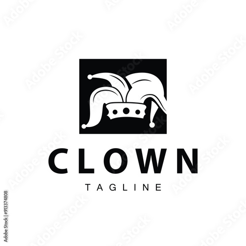 Simple colorful clown hat logo simple circus comedian equipment design template illustration