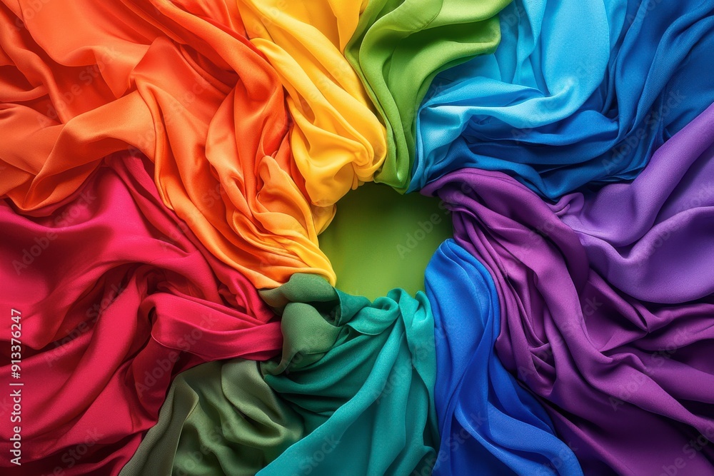 A colorful piece of fabric is arranged in a circle A colorful piece of fabric is arranged in a circle