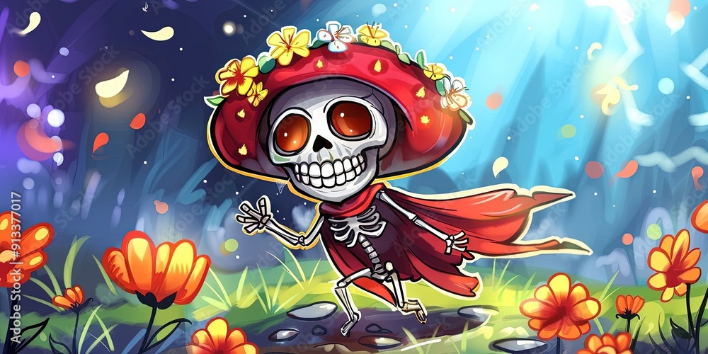 Day of the dead concept with floral calavera Day of the dead concept with floral calavera