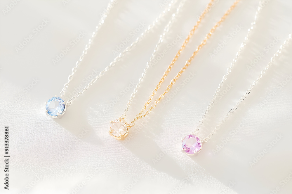 Elegant Crystal Pendant Necklaces in Various Colors Elegant Crystal Pendant Necklaces in Various Colors