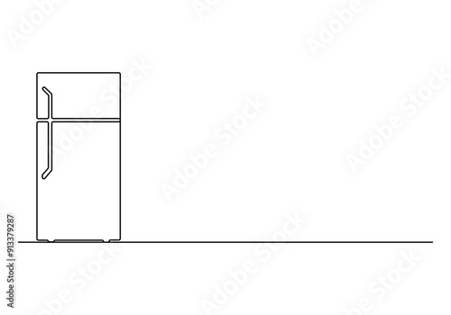 Refrigerator continuous one line drawing vector illustration. Pro vector