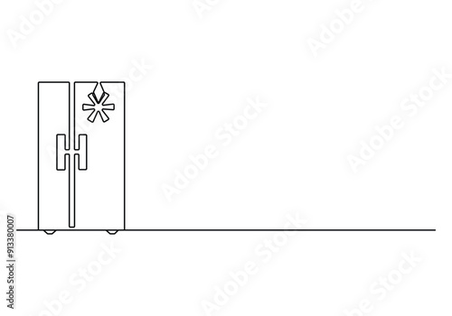 Refrigerator continuous one line drawing vector illustration. Pro vector