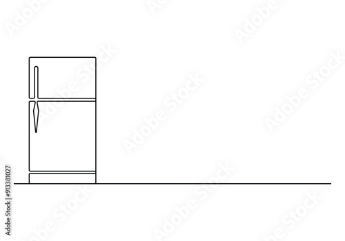 Refrigerator continuous one line drawing vector illustration. Pro vector