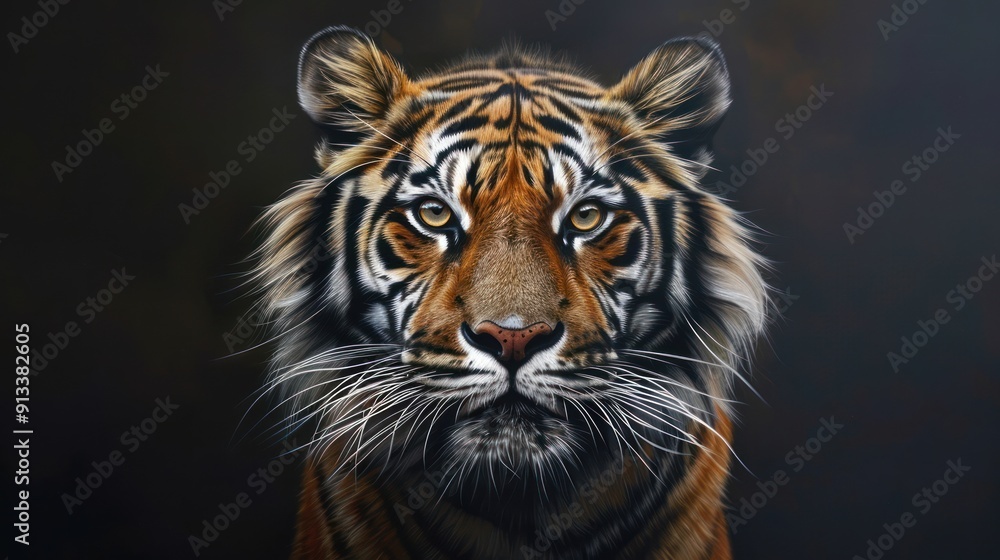 Close-up Portrait of a Tiger with Intense Gaze Close-up Portrait of a Tiger with Intense Gaze