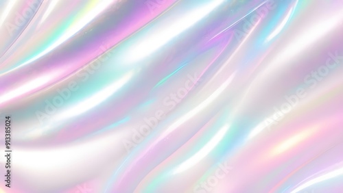 Holographic background seamless trendy iridescent light foil texture. Soft holographic pastel unicorn marble background pattern. Modern pearlescent blurry abstract swirl illustration. 