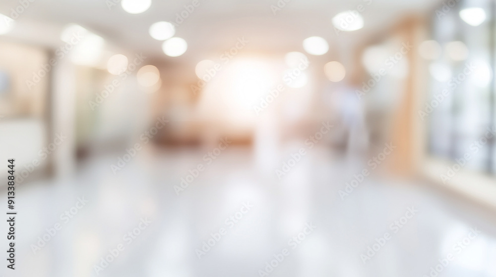 Abstract blur of a bright hospital corridor, evoking a sense of calm, tranquility, and hope. The defocused lights and colors suggest an atmosphere of healing and optimism Abstract blur of a bright hospital corridor, evoking a sense of calm, tranquility, and hope. The defocused lights and colors suggest an atmosphere of healing and optimism