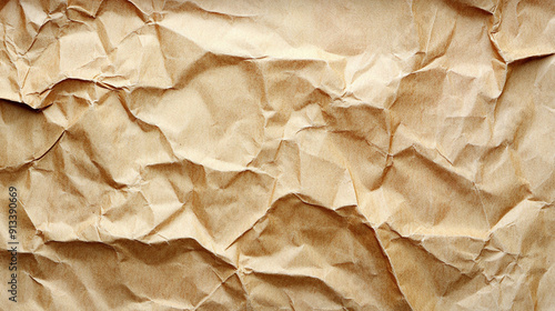 Wallpaper Mural Abstract close-up of crumpled and creased brown recycled paper, highlighting texture and depth, symbolizing sustainability and eco-friendliness in a simple yet impactful visual Torontodigital.ca