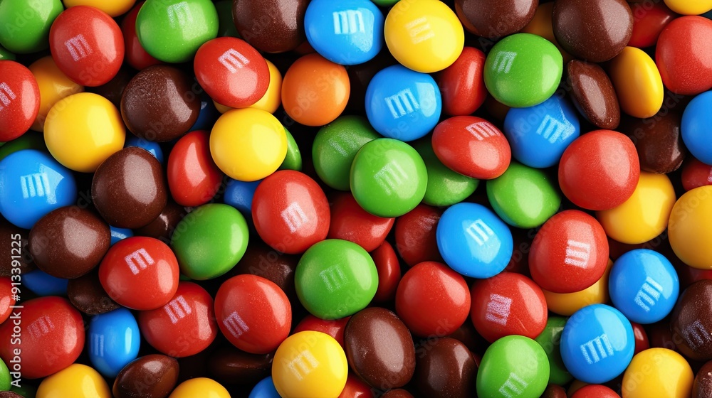 Close-up of colorful candy coated chocolates. Close-up of colorful candy coated chocolates.