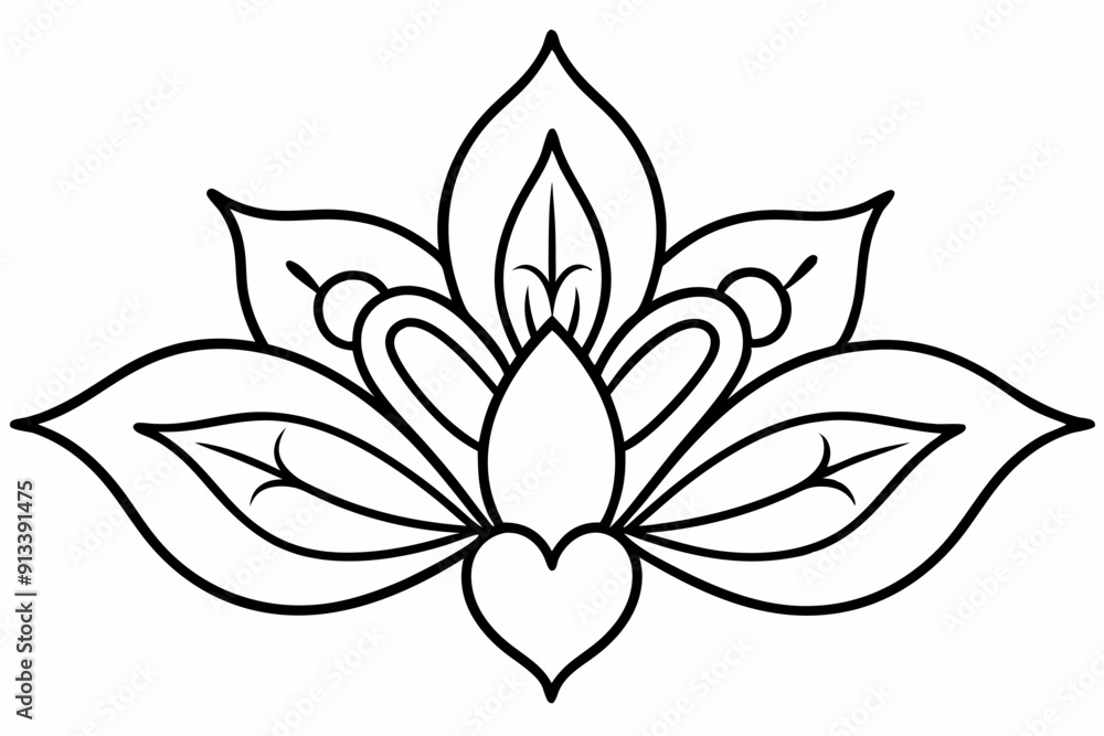 Alpona's design of floral art is isolated on a white background Alpona's design of floral art is isolated on a white background