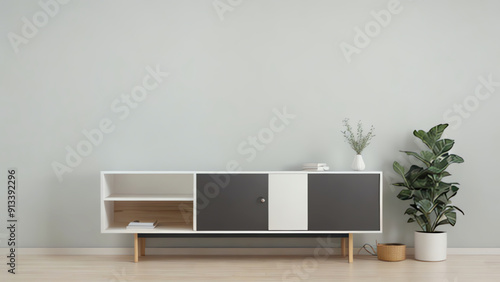 Wallpaper Mural Interior shelves table at empty room background Torontodigital.ca