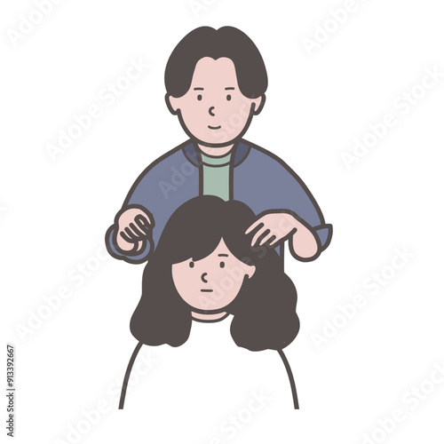 ヘアスタイルのカウンセリングする美容師