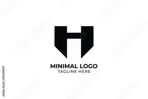 M for construction, home, real estate, building, property. Minimal awesome trendy professional, real estate letter H house logo concept 