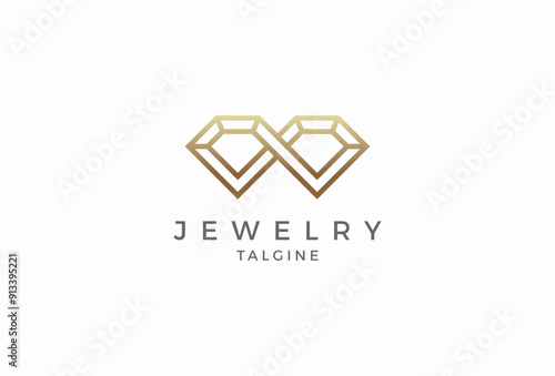 Diamond logo design, diamonds form an infinity symbol, jewelry logo design template design element, vector illustration